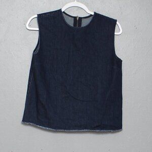 Mila Owen Denim dark wash cotton sleeveless blouse top
